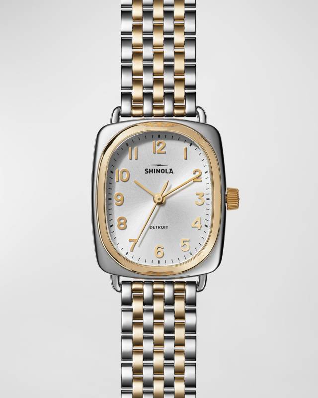 Bixby Steel and Gold PVD Bracelet Watch, 29x34mm
